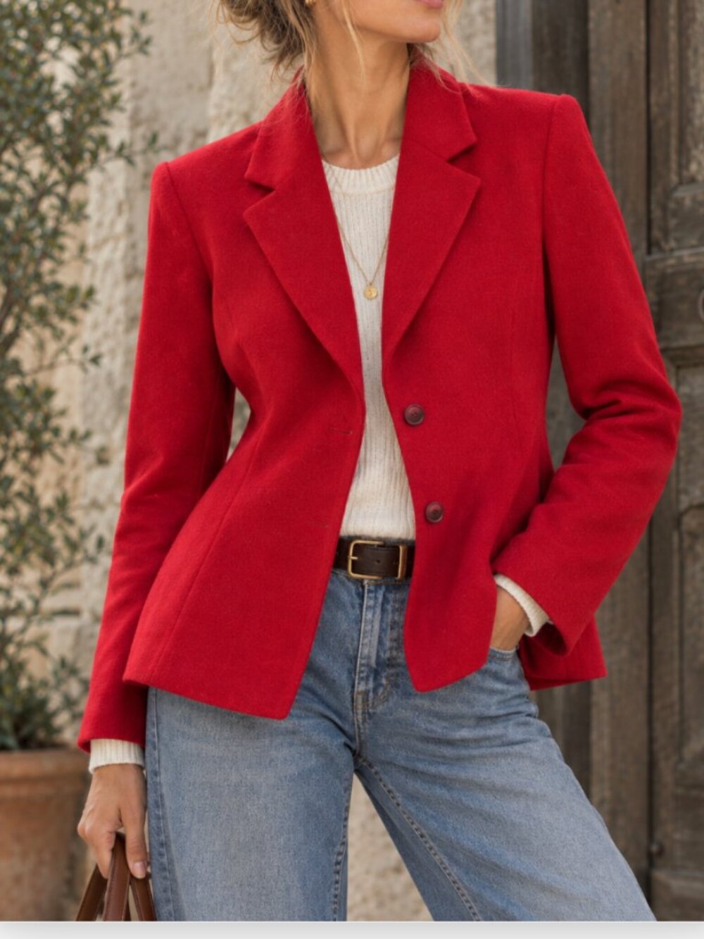 Rena Rowan Red Wool Blazer Size 10 Vintage Woolmark Tailored Suit Jacket